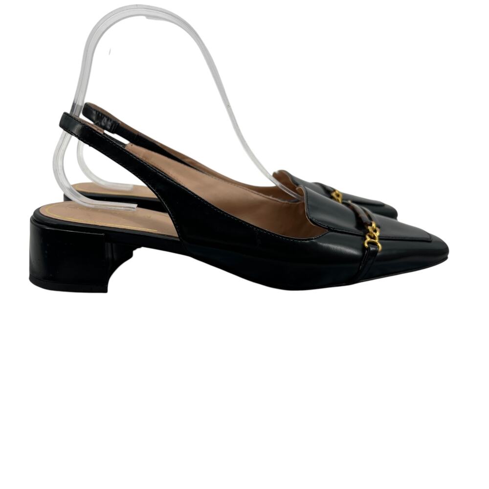 Cole Haan Womens 8 Sandal Black Patent Penley Slingback Square Toe Career W30488